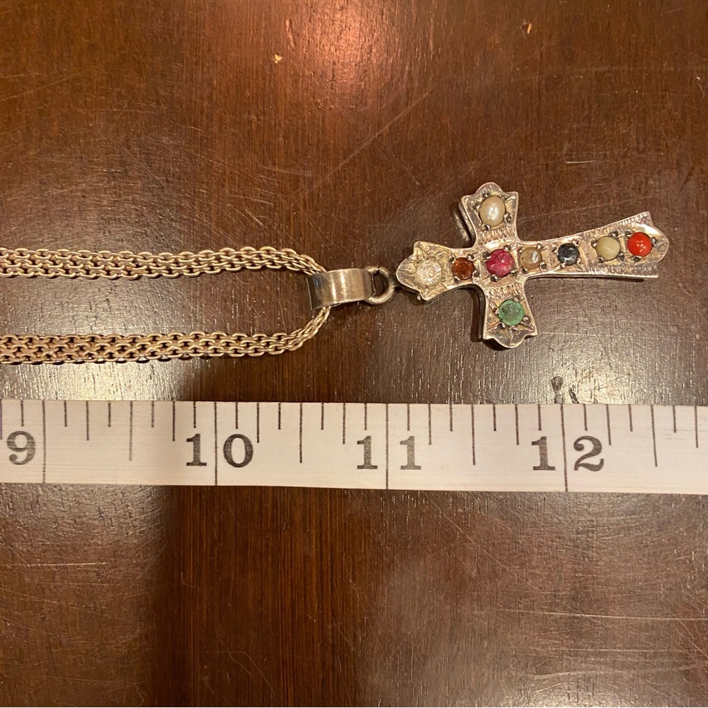 Sterling Silver Navrantha Cross Pendant and Woven Mesh Italian Chain 24” - Picture 11 of 16